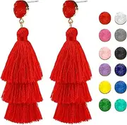 [FIMETEUG] Tassel Earrings, Bohemian Cascading Tassel Drop Earrings, Colorful Tassel Earrings for Women, Mother's Day Birthday Gift