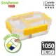 【美國康寧】Snapware全三分隔長方形玻璃保鮮盒1050ML(黃色)