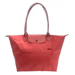 【LONGCHAMP】經典LE PLIAGE系列刺繡摺疊長提把水餃手提包(大-石榴紅色1899619-P35)