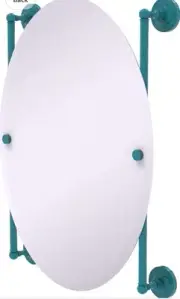 Allied Brass Prestige Regal Oval Frameless Rail Mounted Mirror, Glokzin Teal
