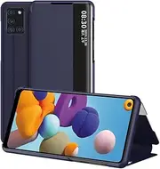 for Samsung S23 S22 S21 S20 FE S8 S9 S10 Plus Leather Flip View Cases,Blue,for Galaxy S21 FE