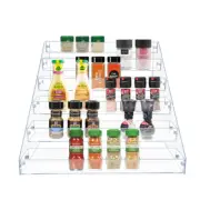Tiered Spice Rack, Seasoning Organizer, Clear Acrylic Vertical Shelves Can Organ