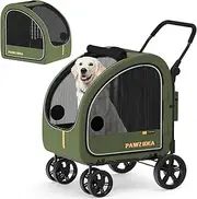 PAWZIDEA Dog Stroller for Large Dogs, Pet Stroller with Detachable Carrier for Portable Dog Crate for Car Seat, Foldable Dogs Jogger Strollers, All Terrain 10” Wheels, Adjustable Handle, Up to 110lb
