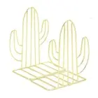 Cactus Bookends Metal Books Holder Modern Bookshelf Decor Office