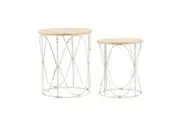 DA Bamboo Weave Top Iron Base Side Table - Set of 2