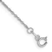 14K White Gold 5.5 Inch 1mm Singapore With Spring Ring Clasp Chain