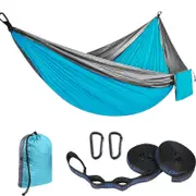 Nevenka Camping Portable Hammocks with 2 Tree Straps for Travel Beach Backyard-Gray/SkuBlue