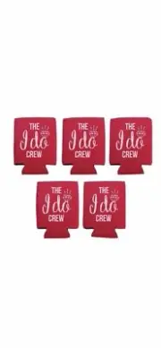 Bridal Party Favors "the I Do Crew" Beer Can Coolers Zoozies 5 Count Burgundy