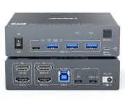 Dual Monitor KVM Switch for Laptop & Desktop 4K@60Hz, USB C and HDMI KVM Swit...