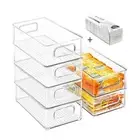 Stackable Refrigerator Organizer Bins 6 Pack Clear Kitchen Organizer Containe...