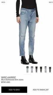 saint laurent mens distresed jeans. 36. $790
