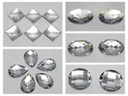 Clear Flatback Acrylic Big Rhinestone Gems Cabochons Craft DIY No Hole