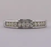 14k White Gold Round Diamond Wedding Channel-Set Band Ring 1/2 Ctw