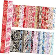 HEALSOPTHY 40Pcs Japanese Style Printed Quilting Fabric Strips DIY Patchwork Fabric Panels for Home Decoration Thick Strips for Bags Dolls and Crafts
