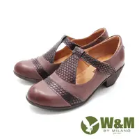 在飛比找PChome24h購物優惠-W&M (女)撞色瑪莉珍鞋 娃娃鞋 高跟鞋 女鞋 -咖(另有