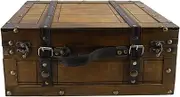 ‌Vintage Wooden Trunk Storage Box, Retro Suitcase Organizer with Lock, Decorative Photo Props for Home