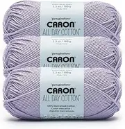 Caron All Day Cotton - 3 Pack of 173 Yards/3.52 oz Mauve 100% Mercerized Cotton Yarn