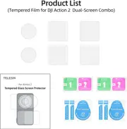 TELESIN Lens and Screen Protectors for DJI Action 2 - Tempered Glass (2-Pack)