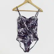 Nicole Miller Sz M One Piece Swimsuit Bandeau w/ Drape Twist Knot Raspberry