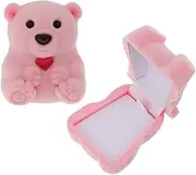 Kichvoe 2pcs Mini Bear Ring Box Engagement Ring Box Wedding Ring Case Creative Jewelry Display Box for Proposal Engagement Wedding Valentines Day Pink