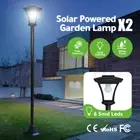 Deluxe Solar Powered Garden Lamp Post X2 Outdoor Yard Standing Waterproof Light