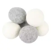 6 Pcs Dryer Balls, 2.6 Inches Wool Dryer Balls for Dryer, White and Light Grey