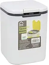 ACTION-1 Home Essential 2L Plastic Odor-Free Small Compost Bin with Lid- 5 x 5 x 7 inches, White - Mini Trash Bin/Trash Can, Versatile for Home, Kitchen and Restroom