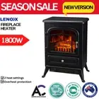 Lenoxx Electric Fireplace Heater w/ Real Flame Fire Log Effect Freestanding New