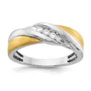 0.16ct. CZ Solid Real 14k White & Yellow Gold Men's Ring
