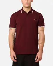[Fred Perry] Fred Perry Twin Tipped Polo Shirt Oxblood - Size S S Oxblood