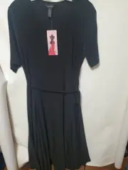 Nina Leonard Miracle Matte Jersey Dress,black,Size L New