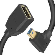 Duttek Displayport to Mini Displayport Extension Cable 1.4, 8k Mini DP to DP, Left Angled Mini Displayport Male to Displayport Female Extention Cable for Laptop PC TV Gaming Monitor. 1Ft/30cm