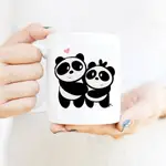 PANDA MOM LOVE KIDS 咖啡杯蓋和勺子 11 盎司白色可愛陶瓷牛奶杯和馬克杯母親孩子生日禮物杯*-**