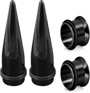 [HEKEUOR] 2 Pairs Black Acrylic Tapers and 316L Steel Tunnels Ear Gauging Kit 14G,12G,10G,8G,6G,4G,2G,1G,0G,00G,7/16”,1/2”,9/16”,5/8”,11/16”,3/4”,13/16”,7/8”,15/16”,1 inch