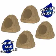 Theater Solutions Brown Outdoor Rock 4 Speaker Set with 6.5" Woofers for Yard