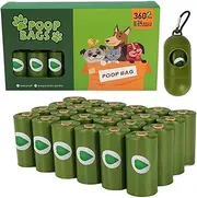 Yotsuba Dog Poop Bags - 24 Rolls (360 Doggie Poop Bags) + 1 Poop Bag Dispenser for Leash - Compostable Dog Poop Bags, Leak-Proof Strong Thick Dog Bags for Poop, 9x13 Inches