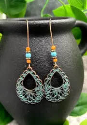 2.5” Bronze-tone Earring Set Bohemian Retro Drop Dangle New Free Ship B1097