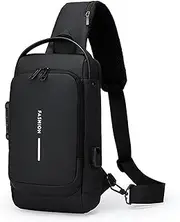 [Generic] New Carbon Fiber Streamline Anti-Theft Sling Bag, USB Charging Sport Sling Waterproof Anti Theft Shoulder Bag for Travel Gym Sports