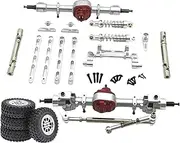 RC Car Metal Front and Rear Assembly Kits, Shock Absorber Brackets, 25T Servo Arm for MN82 1/12 RC Hobby Car, Argent