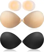 [COODAM] Sticky Bra Push Up - Silicone Stick on Bras, Invisible Adhesive Bra Push up Reusable Backless Strapless Bras for Women Wedding Party Dress