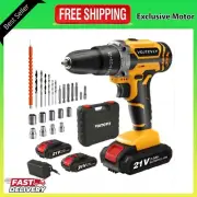 VQJTCVLY Cordless Drill, 21V Power Drill Set with 2Ah Battery, 3/8"Keyless Chuck