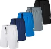 [kuzwufs] Men's Sports Shorts Breathable Gym Fitness Trousers Dry Fit Running Shorts Training Functional Shorts, Black/Grey/Navy/White/Blue, M