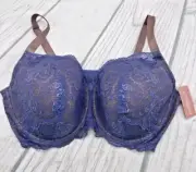 Third Love Bra 24/7 Lace Balconette Size 44D Purple Back Closure Adjustable New