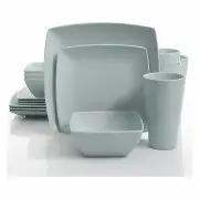 Gibson Home 16 Pc Melamine Dinnerware Set Plates, Bowls, & Cups, Mint (4 Pack)