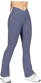[XAIODRAGONSKY] Flare Leggings for Women with Pockets Crossover High Waisted Bootcut Yoga Pants Tummy Control Bell Bottom