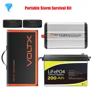 12V 200Ah Lithium Battery + 2KW Inverter + 100W Folding Solar Panel + 2* 5000mAh Power Bank