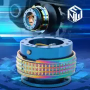 NRG Aluminum Steering Wheel Quick Release 2.1 Blue With Neo Chrome Pyramid Ring