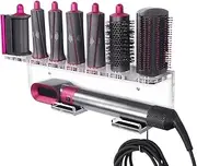 Affogato Wall Mount Holder Compatible with Dyson Airwrap Styler Accessories Acrylic Storage Holder Compatible with Dyson Airwrap Attachments Organizer Rack for Wand Barrels Brushes, Transparent Clear