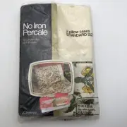 Vintage No Iron Percale Standard Pillow Case Pair Yellow Flower JC Penny NOS