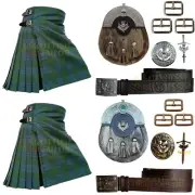 Handmade Montgomery Blue Ancient Tartan Kilt Outfit For Men Custom Size Kilt